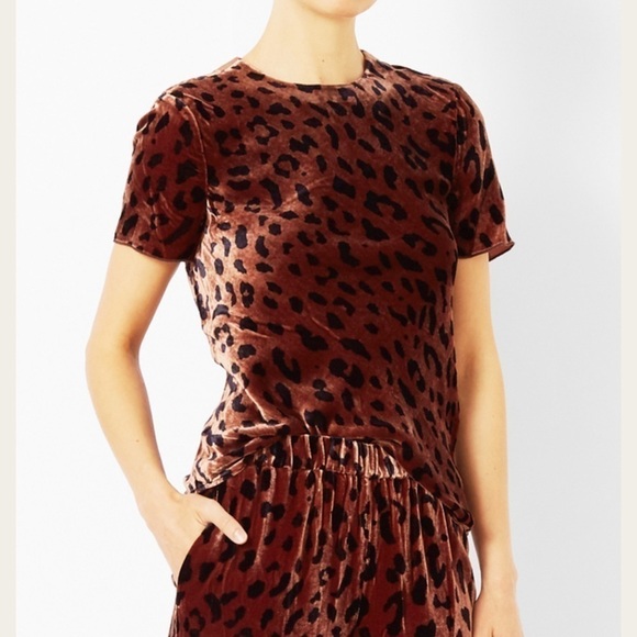 Tibi Tops - Tibi velvet cheetah prints tee shirt in brown black